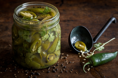 Quick Pickled Jalapeños with Cilantro