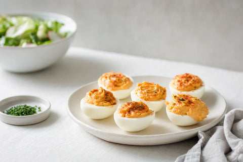 Tangy Hot Pepper Deviled Eggs
