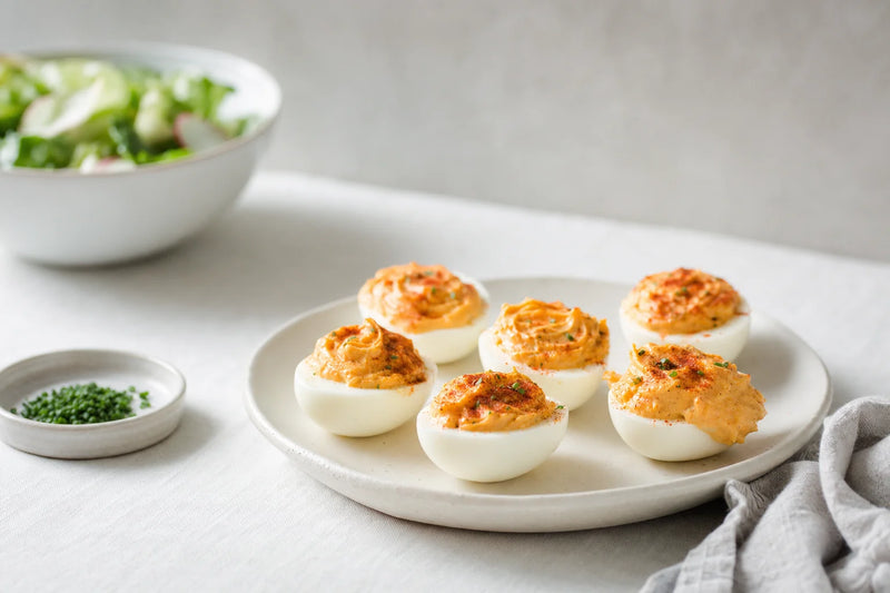 Tangy Hot Pepper Deviled Eggs