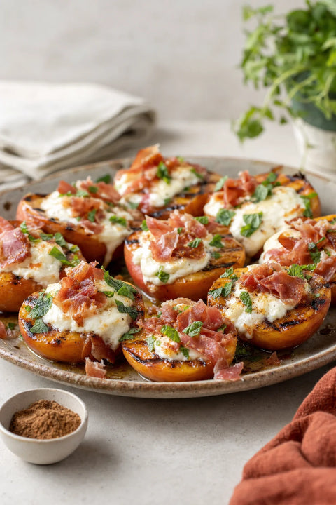 Grilled Spiced Peaches with Goat Cheese