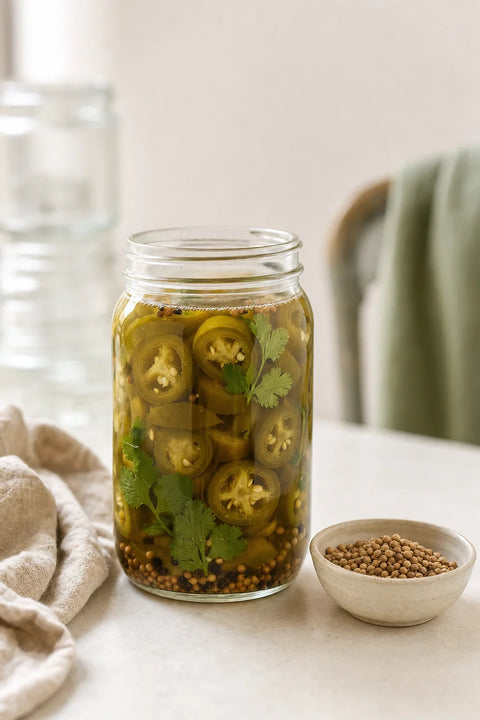 Cilantro-Coriander Pickled Jalapeños